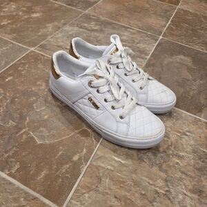Guess Quilted White and Gold Sneakers